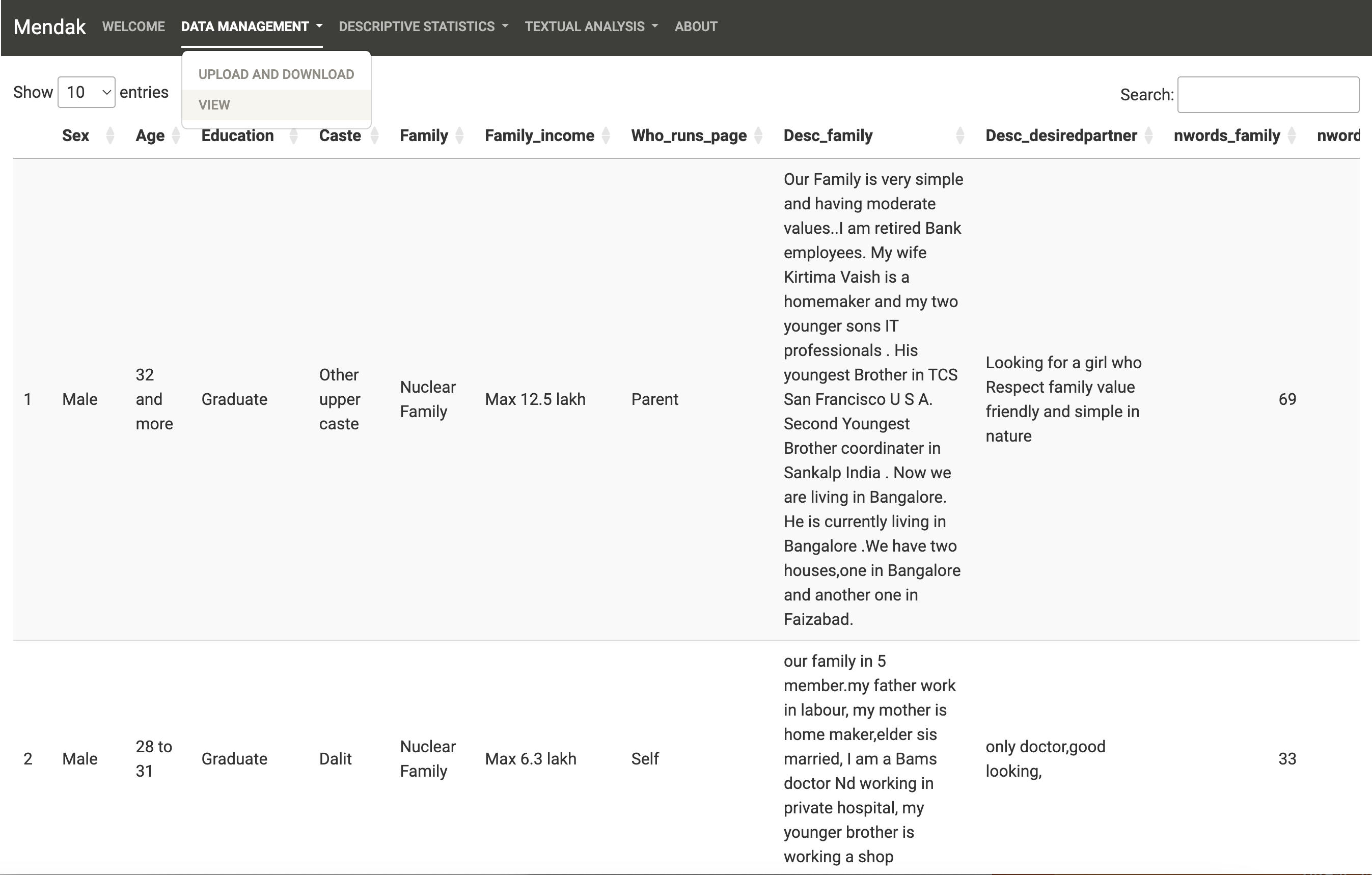 View Tab on Mendak