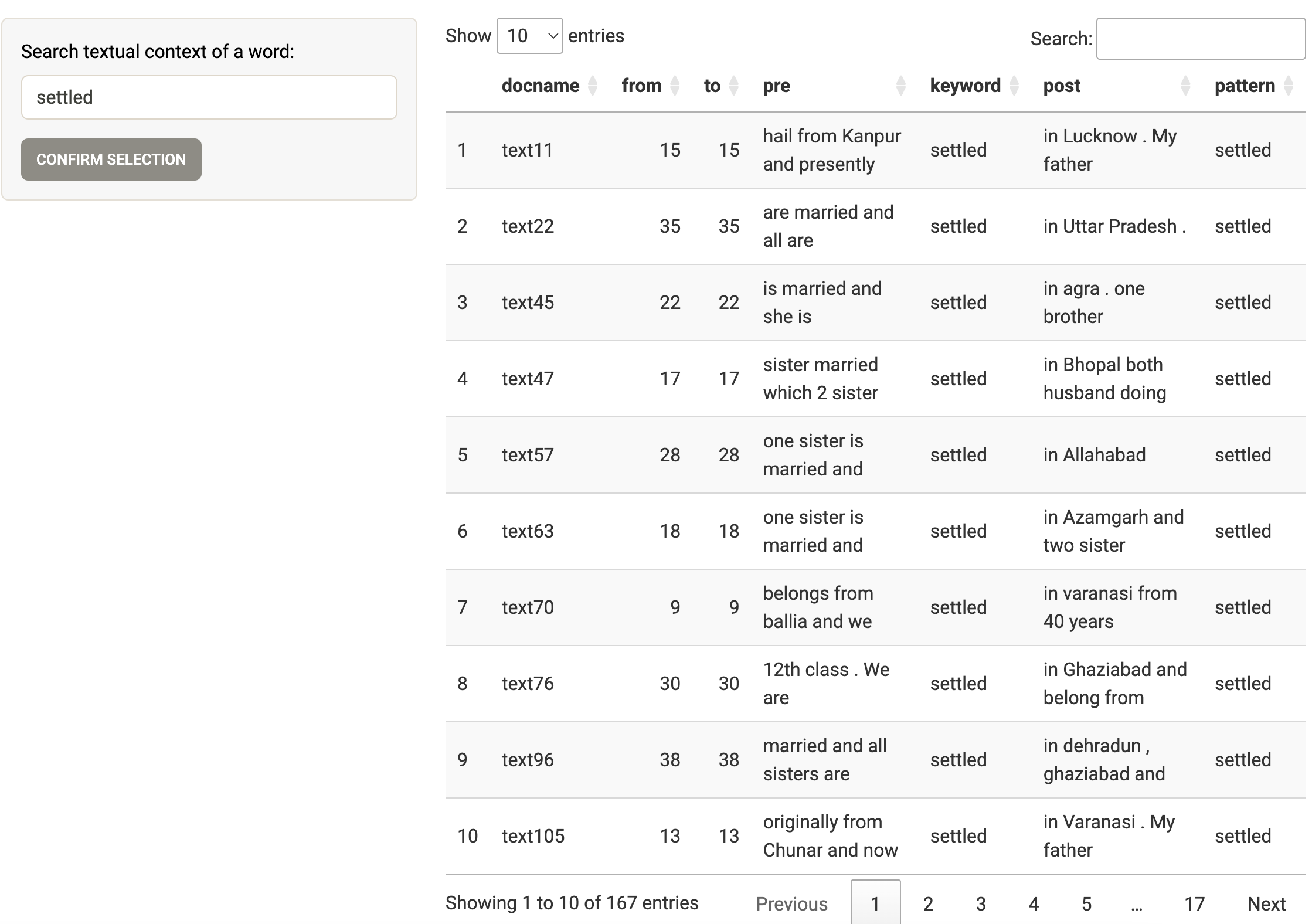 Context tab with search for "settled"